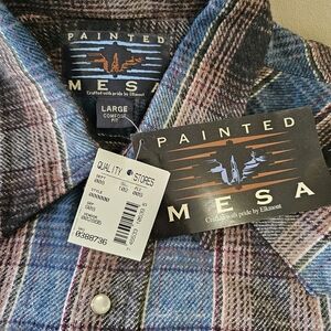 NWT Vintage Painted Mesa Pearl Snap Flannel Shirt Large Western Plaid Shacket